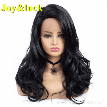 Synthetic Front Lace Wig for Women Wholesale Adjustable Band Daily Life Long Curl Natural Black Lace Front Waver Ladies Hair Wig